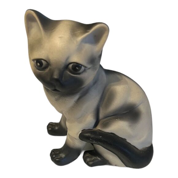 Vintage Sitting Siamese Cat Figurine Ceramic Mid Century Modern 3.5" - Picture 1 of 4